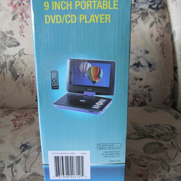 Craig Purple 9" Swivel Screen Portable DVD/CD Player w/Accessories CTFT712 NIB - Picture 13 of 15
